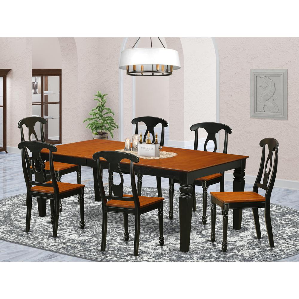 7  PC  Table  set  with  a  Table  and  6  Dining  Chairs  in  Black  and  Cherry. The main picture.