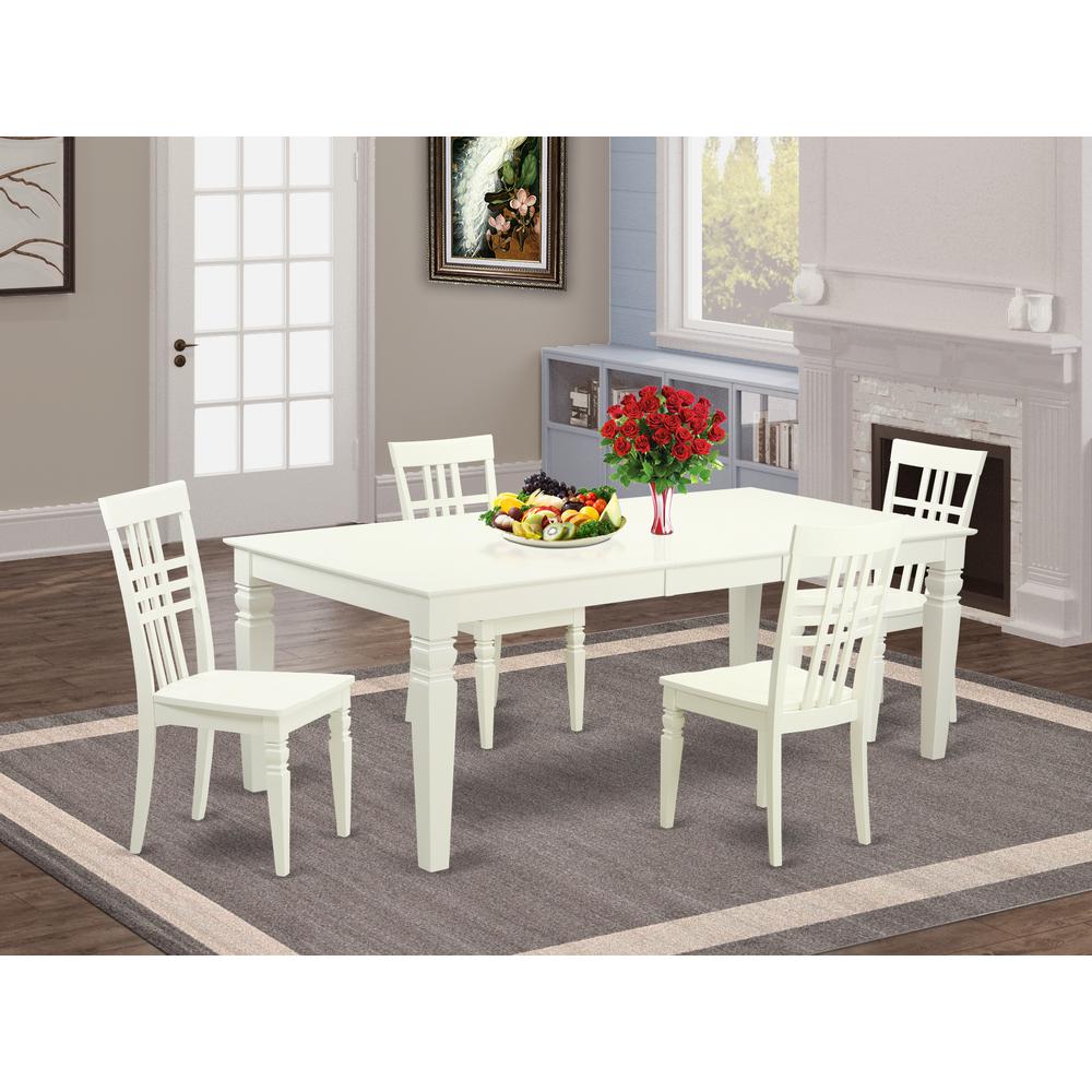 5  Pc  Dining  room  set  with  a  Table  and  4  Dining  Chairs  in  Linen  White. Picture 1