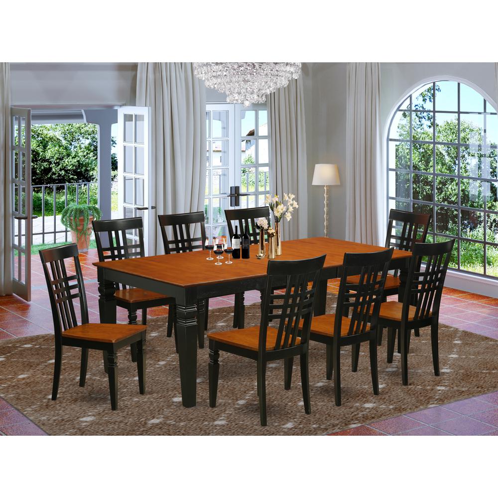 9  Pc  Table  and  chair  set  with  a  Dining  Table  and  8  Dining  Chairs  in  Black  and  Cherry. Picture 1