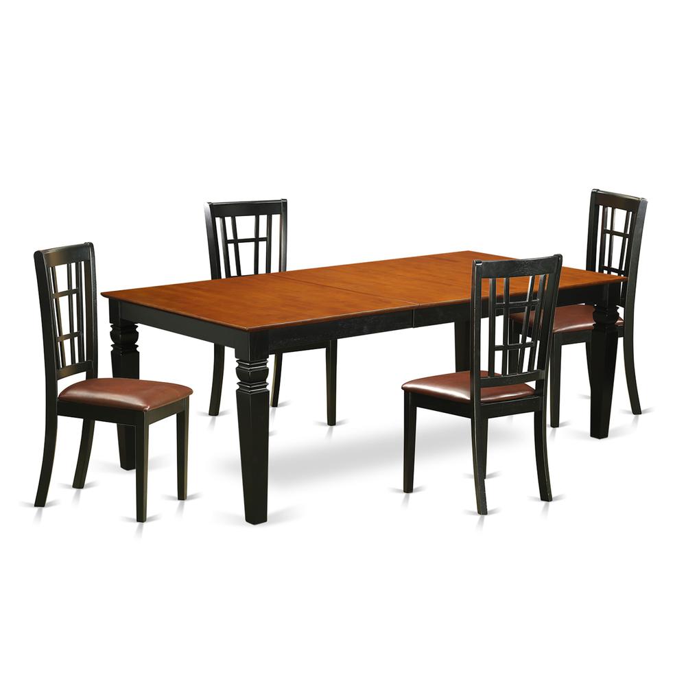5  Pc  Dining  room  set  with  a  Dining  Table  and  4  Dining  Chairs  in  Black  and  Cherry. Picture 1