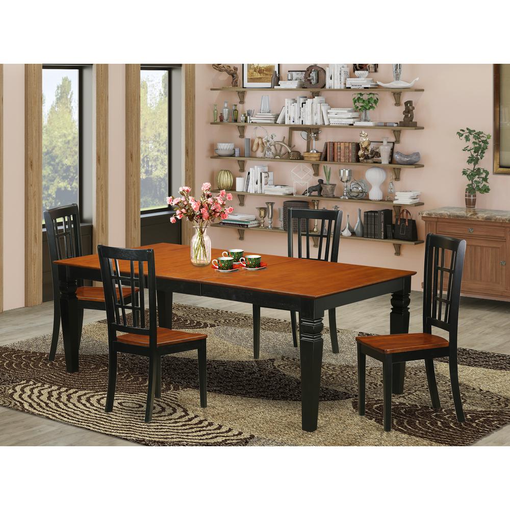 5  PC  Kitchen  Table  set  with  a  Dining  Table  and  4  Kitchen  Chairs  in  Black  and  Cherry. Picture 1