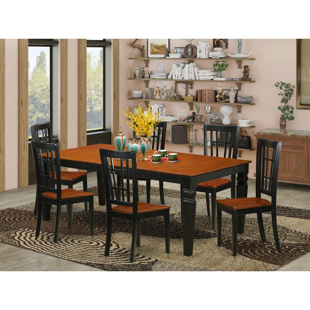 7  PcTable  set  with  a  Dining  Table  and  6  Dining  Chairs  in  Black  and  Cherry. Picture 1
