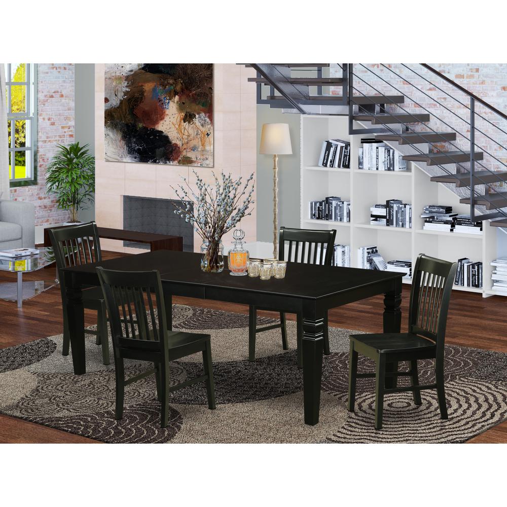 5  Pc  Dinette  set  with  a  Dinning  Table  and  4  Wood  Dining  Chairs  in  Black. Picture 1