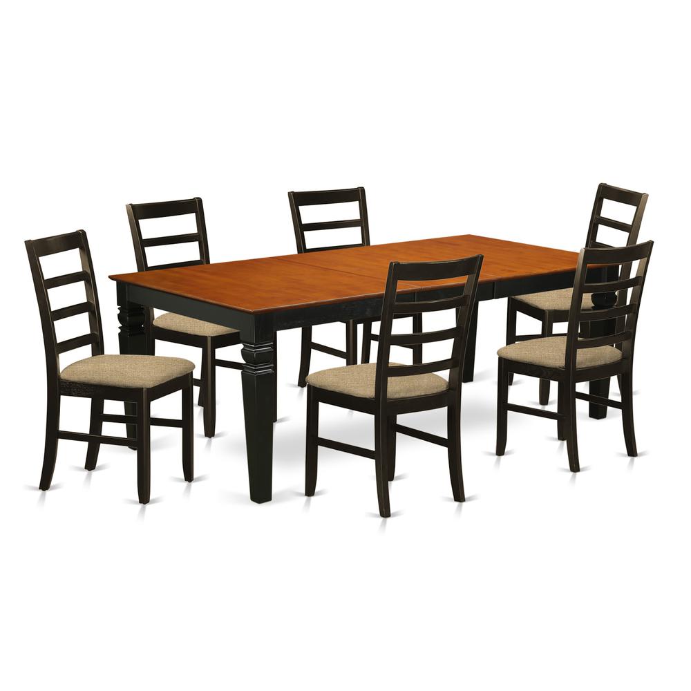 LGPF7-BCH-C 7 Pc Dining room set with a Dining Table and 6 Kitchen Chairs in Black and Cherry. Picture 1