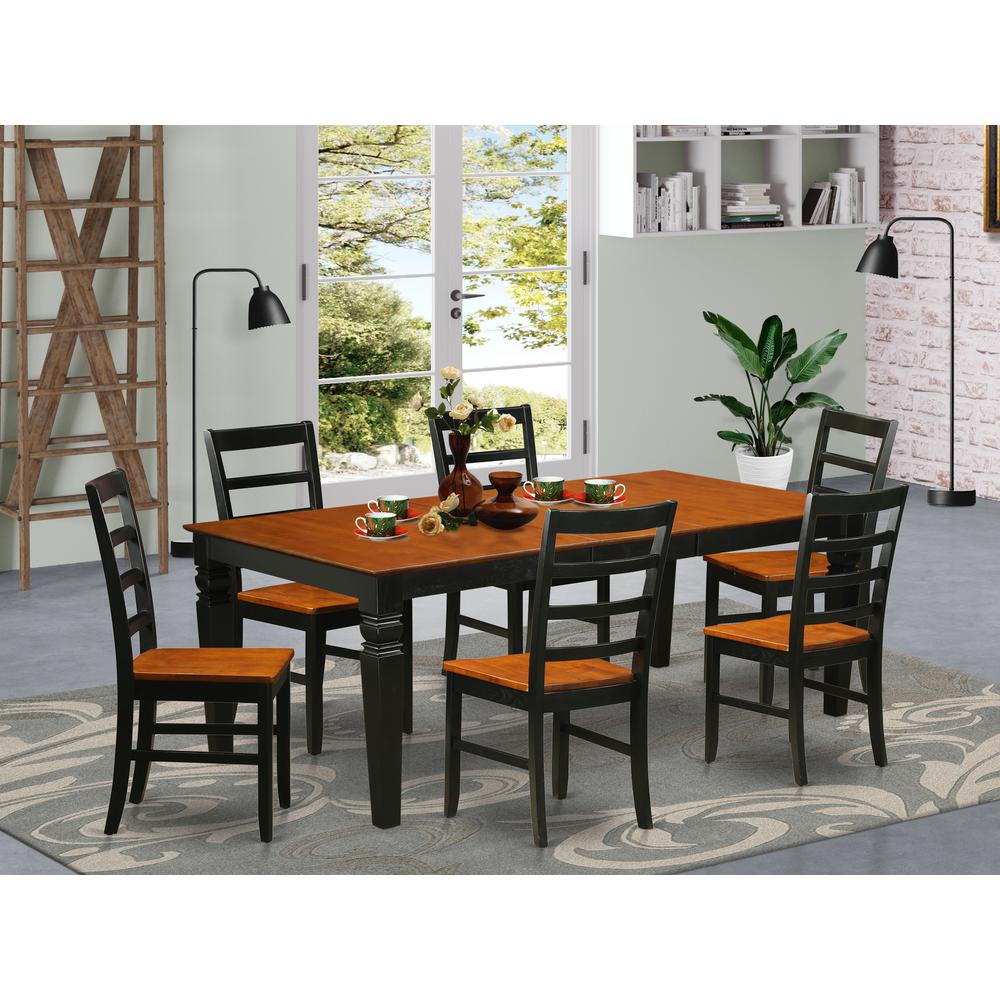 7  PC  dinette  set  with  a  Dining  Table  and  6  Kitchen  Chairs  in  Black  and  Cherry. Picture 1