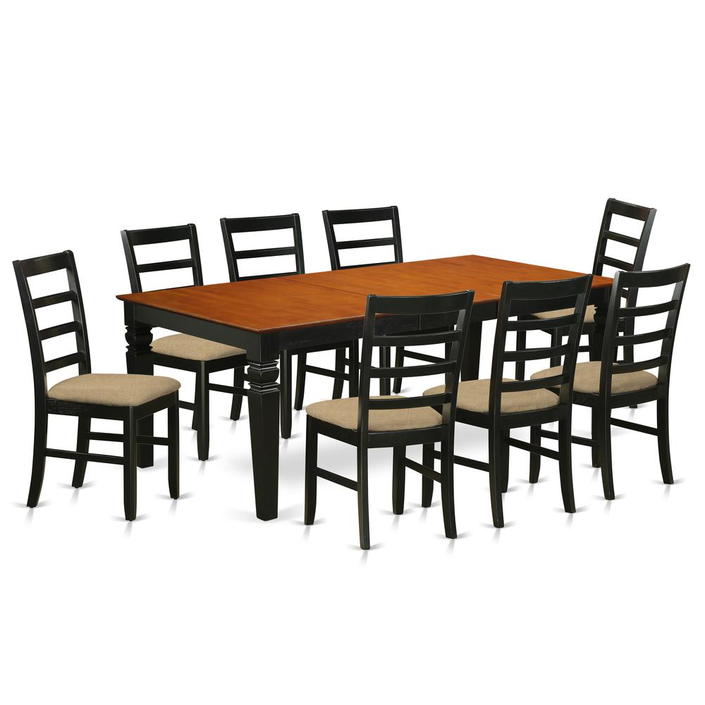 9  Pc  Table  and  chair  set  with  a  Dining  Table  and  8  Kitchen  Chairs  in  Black  and  Cherry. Picture 1