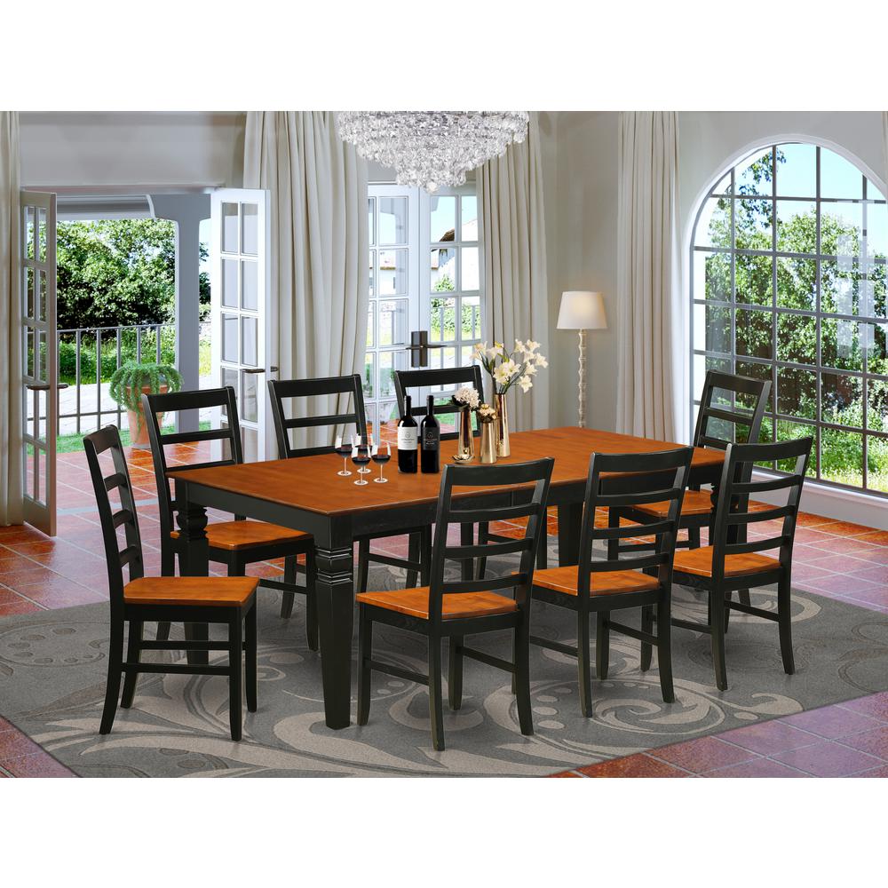 9  PcTable  and  chair  set  with  a  Dining  Table  and  8  Dining  Chairs  in  Black  and  Cherry. Picture 1