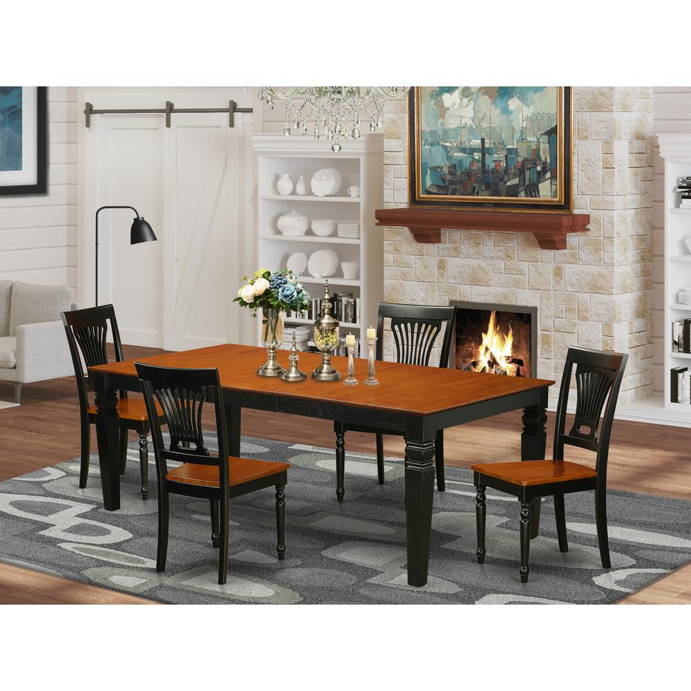 5  PcTable  and  chair  set  with  a  Dining  Table  and  4  Kitchen  Chairs  in  Black  and  Cherry. Picture 1