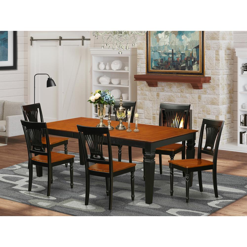 7  PC  Kitchen  Table  set  with  a  Dining  Table  and  6  Kitchen  Chairs  in  Black  and  Cherry. Picture 1