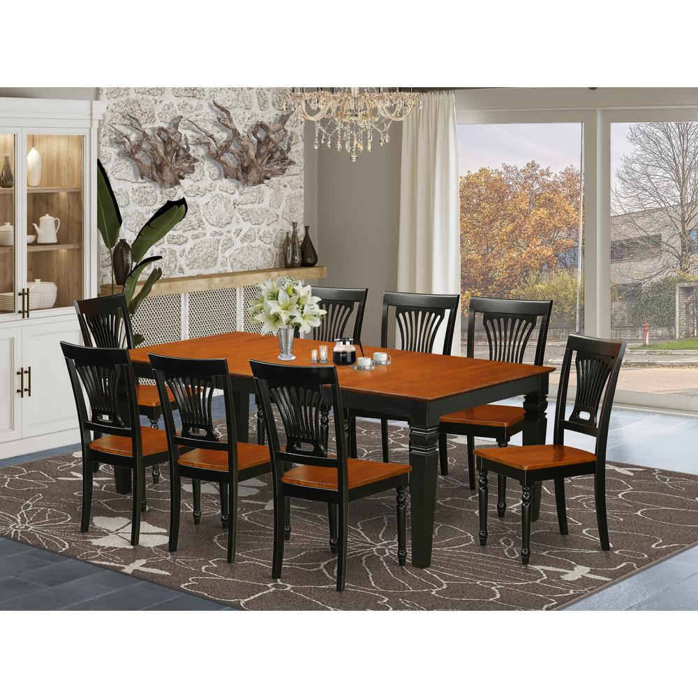 9  PC  Table  and  chair  set  with  a  Table  and  8  Dining  Chairs  in  Black  and  Cherry. Picture 1