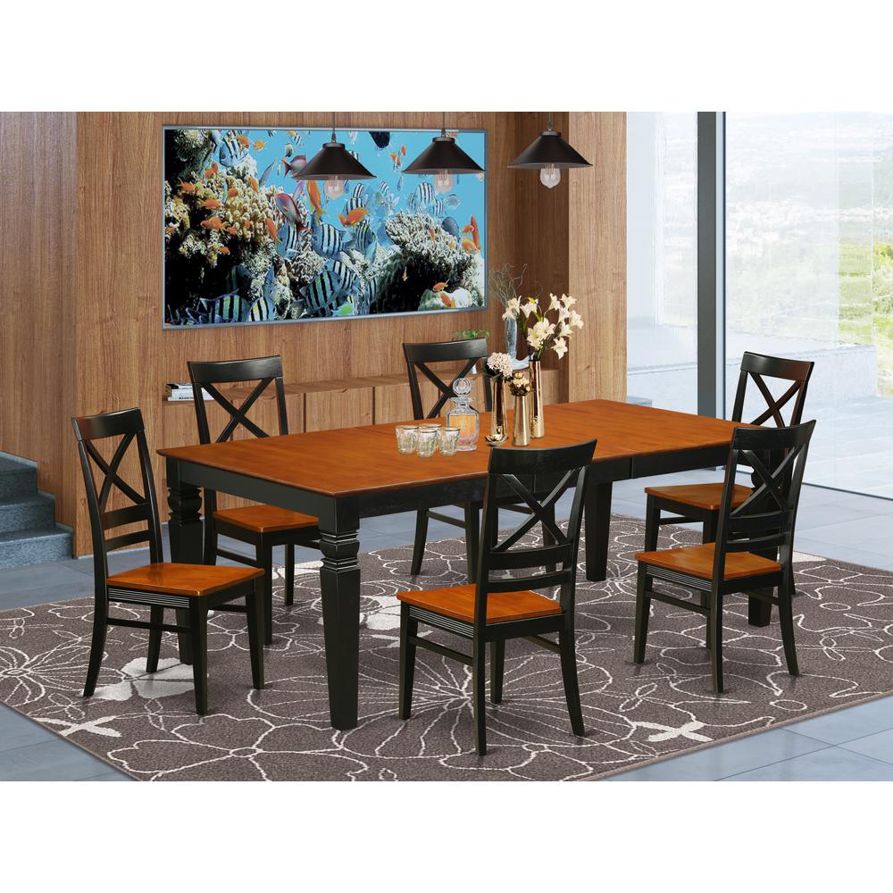 7  PcKitchen  Table  set  with  a  Dining  Table  and  6  Dining  Chairs  in  Black  and  Cherry. The main picture.