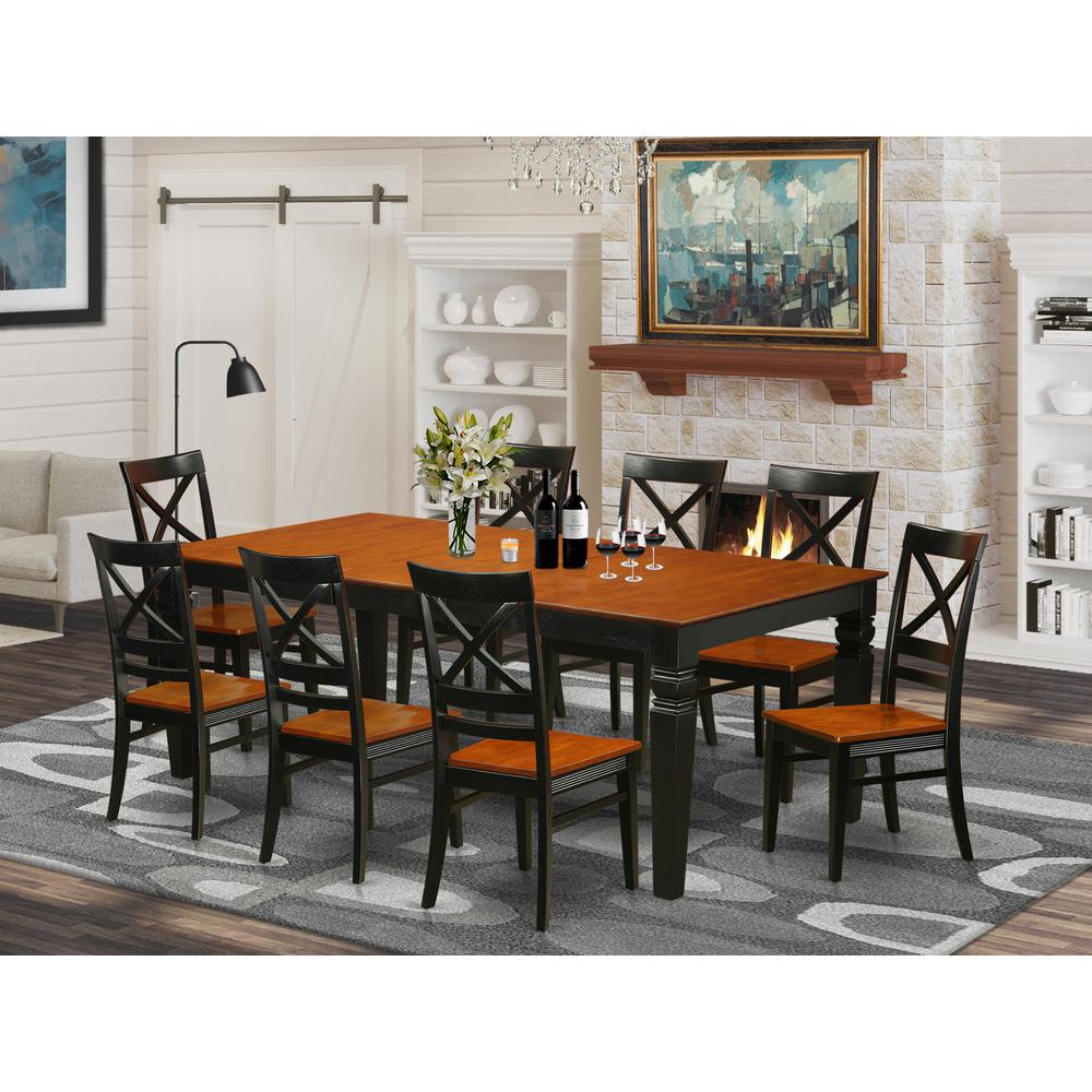 9  PcKitchen  Table  set  with  a  Dining  Table  and  8  Kitchen  Chairs  in  Black  and  Cherry. Picture 1