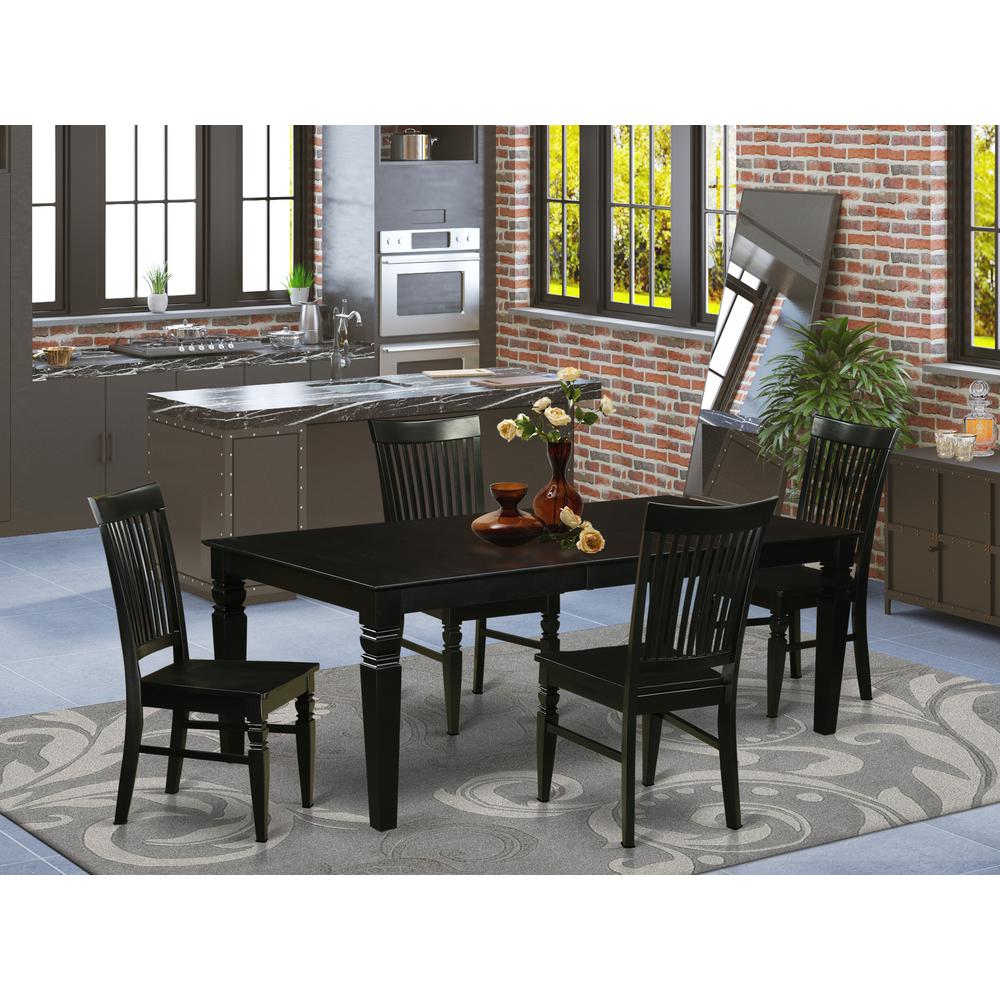 5  Pc  Dinette  set  with  a  Kitchen  Table  and  4  Wood  Dining  Chairs  in  Black. Picture 1