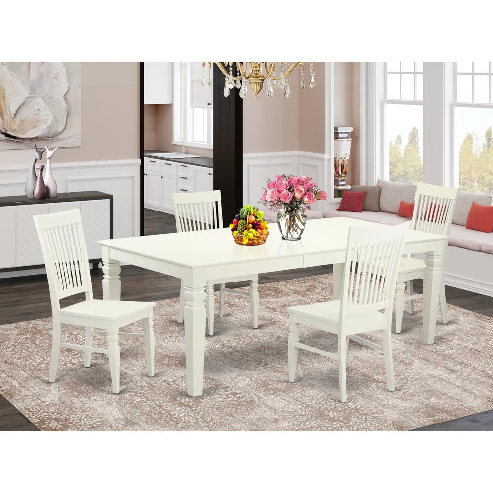 5  PC  Dining  room  set  with  a  Dining  Table  and  4  Dining  Chairs  in  Linen  White. Picture 1