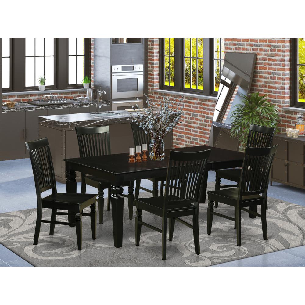 7  Pc  Kitchen  table  set  with  a  Dinning  Table  and  6  Wood  Kitchen  Chairs  in  Black. Picture 1