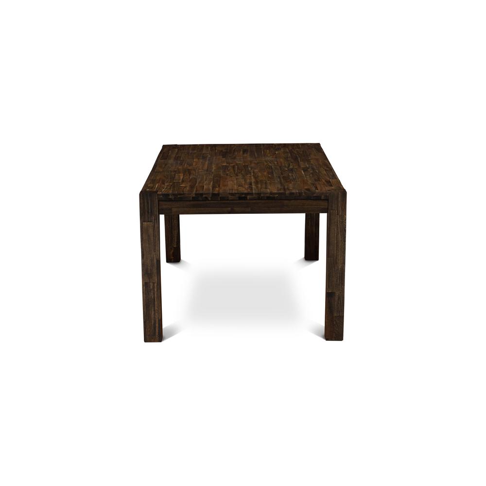 East West Furniture LM7-07-T  Amazing Rectangular Modern Dining Table with Distressed Jacobean Color Table Top Surface and Asian Wood Modern Rectangular Dining Table Wooden Legs - Distressed Jacobean. Picture 3