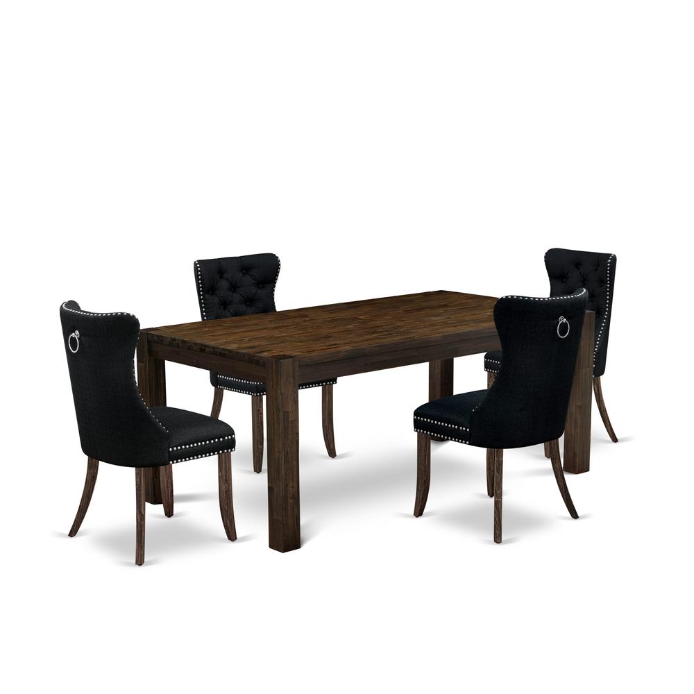 5 Piece Dining Set Contains a Rectangle Rustic Wood Kitchen Table and 4 Chairs. Picture 6