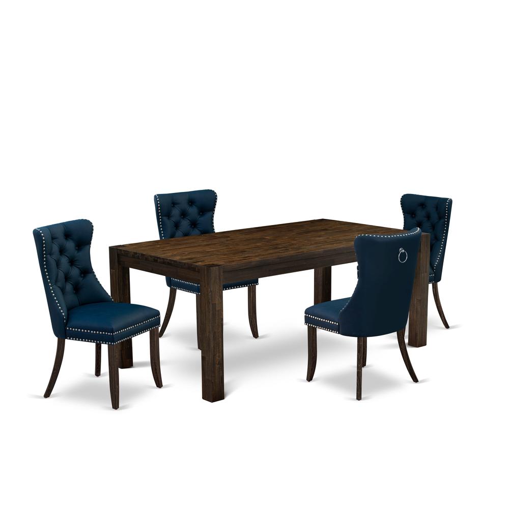 5 Piece Dinette Set Includes a Rectangle Rustic Wood Dining Table and 4 Chairs. Picture 6