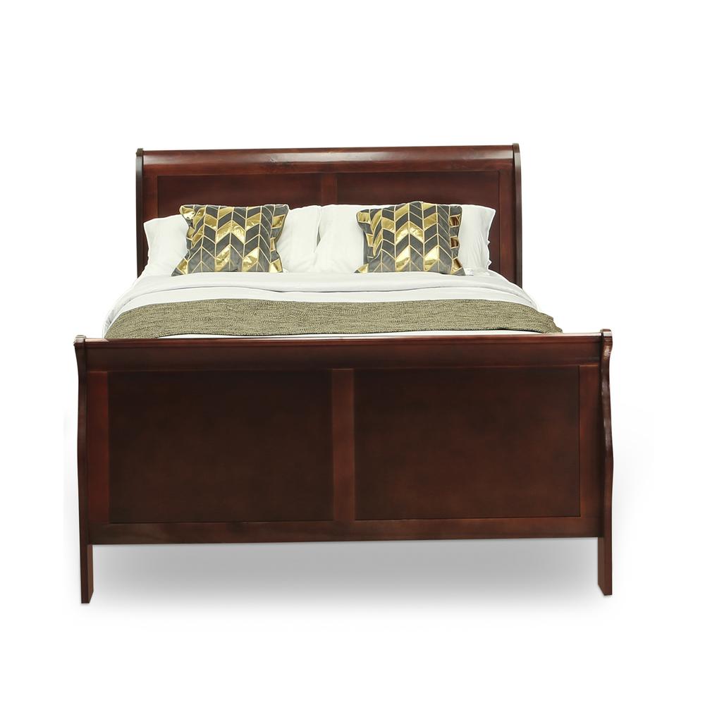 East West Furniture Louis Philippe 3 Piece Queen Size Bedroom Set in Phillip Walnut Finish with Queen Bed,Nightstand Chest. Picture 2