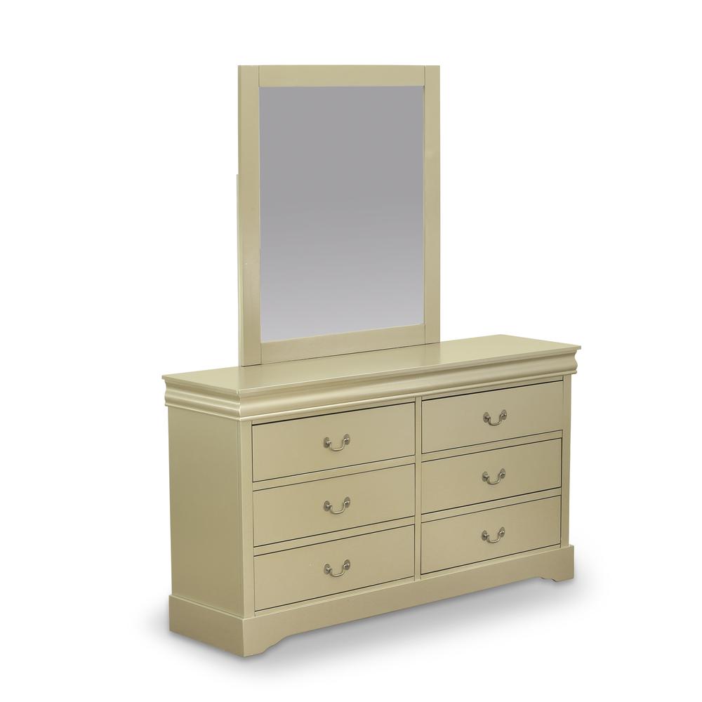 East West Furniture Louis Philippe Dresser and Mirror in Phillip Walnut Finish. Picture 3