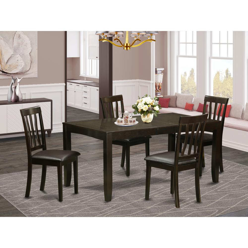 5  Pc  Dining  set-Dining  Table  with  Leaf  and  4  Dining  Chairs. Picture 1