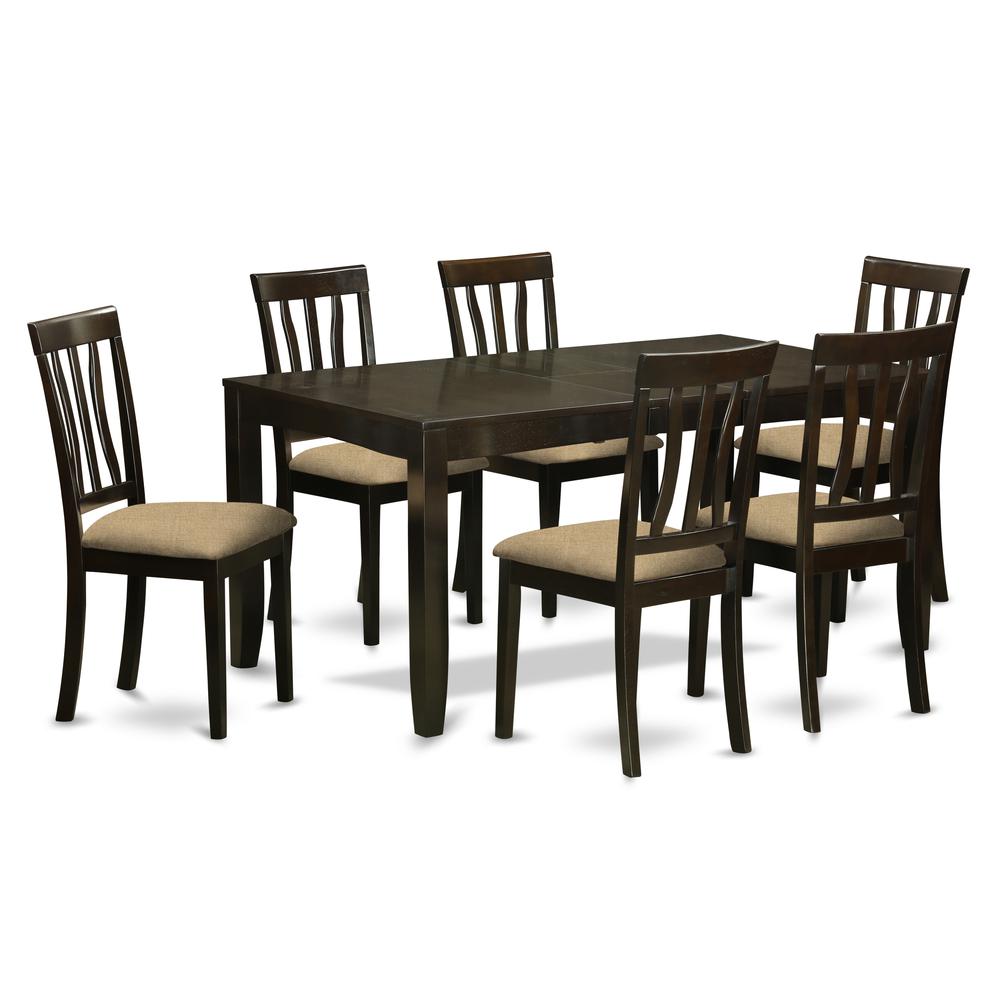 LYAN7-CAP-C 7 Pc formal Dining room set-Kitchen Tables with Leaf 6 Dining Chairs. The main picture.