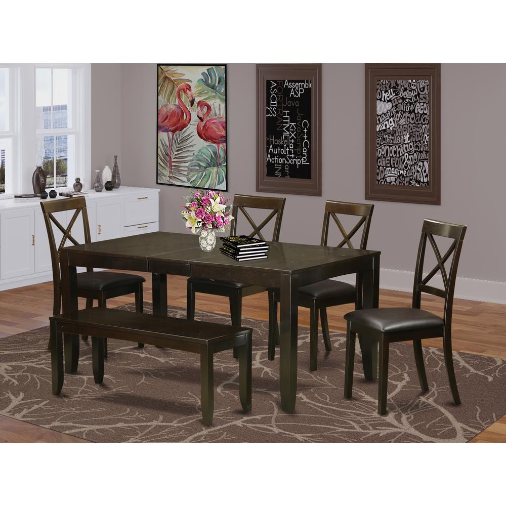 6  PC  Dining  Table  with  bench-Kitchen  Tables  Plus  4  Dining  Chairs  and  Bench. Picture 1