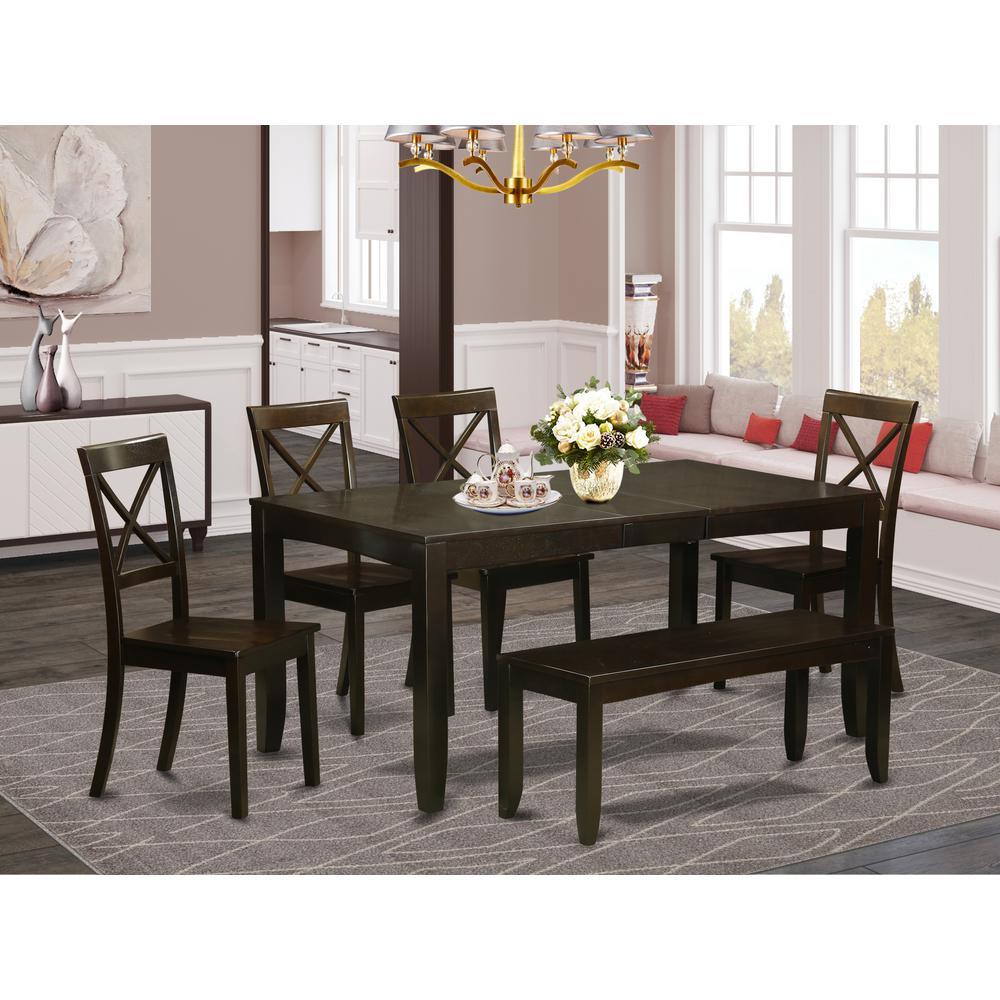 6  Pc  Dining  Table  with  bench-Dining  Table  and  4  Kitchen  Dining  Chairs  plus  Bench. Picture 1