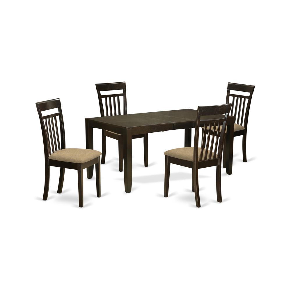 LYCA5-CAP-C 5 Pc Dining room set-Dining Table with Leaf Plus 4 Kitchen Chairs. Picture 1