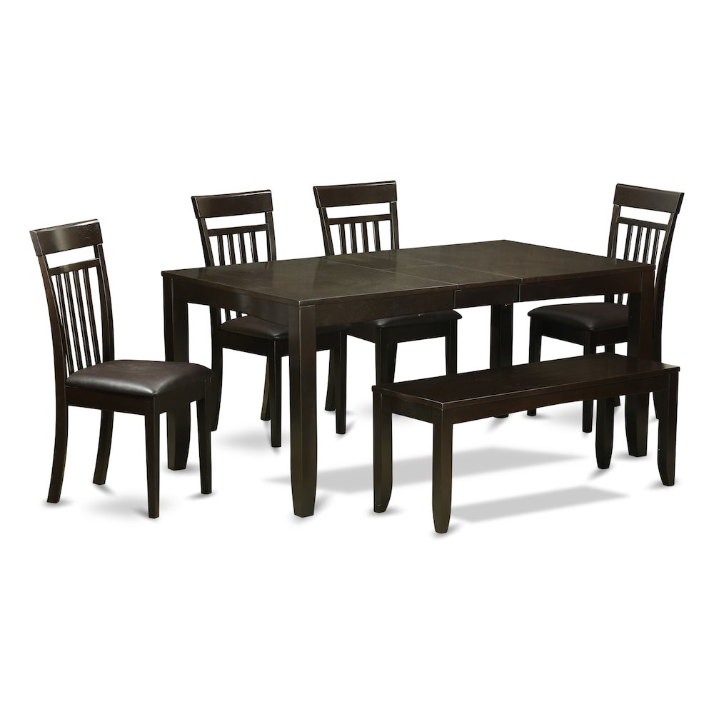 6  PC  Dining  room  set  with  bench-Table  with  Leaf  and  4  Chairs  for  Dining  room  plus  Bench. The main picture.