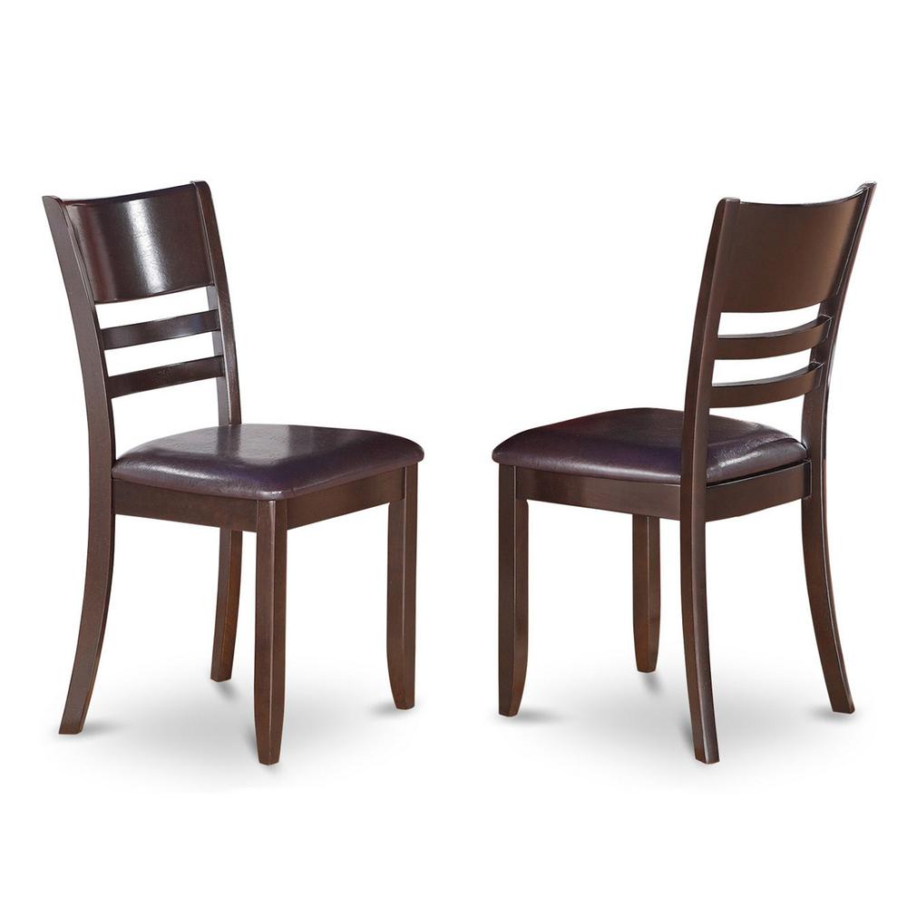 Lynfield  Dining  Chair  with  Faux  Leather  Upholstered  Seat  in  Cappuccino  Finish,  Set  of  2. Picture 1