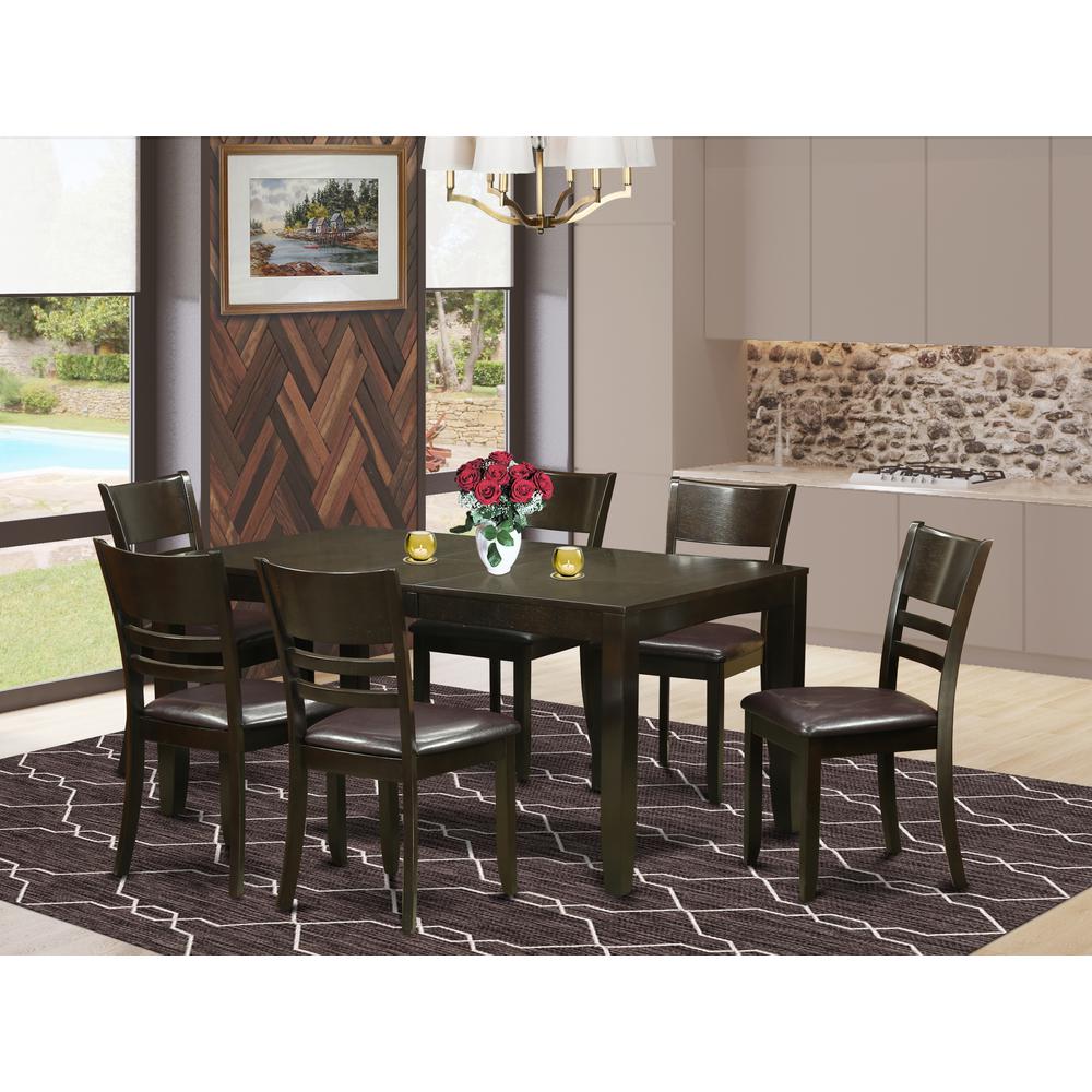 7  PC  Dining  room  set-Dining  Table  with  Leaf  and  6  Dining  Chairs. Picture 1