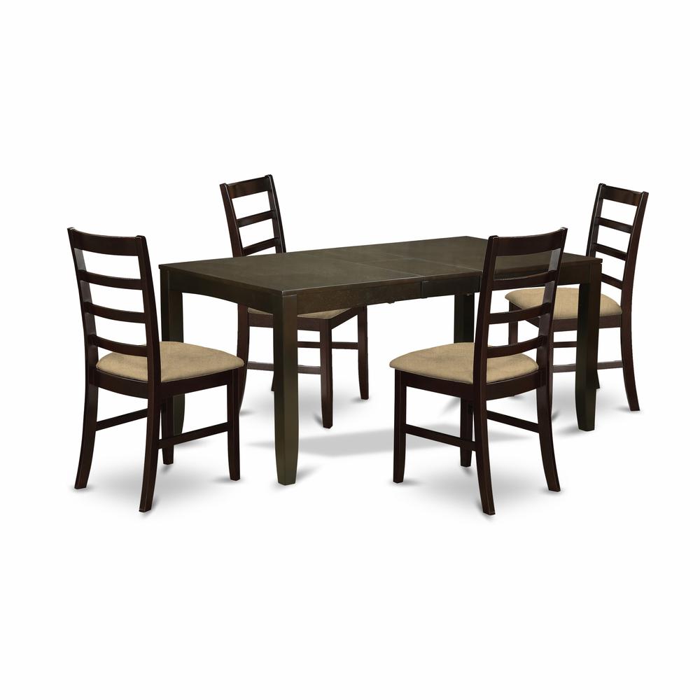 LYPF5-CAP-C 5 Pc Dining room set for 4-Table with Leaf and 4 Chairs for Dining room. Picture 1
