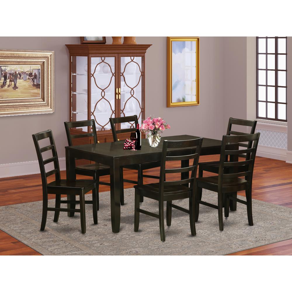 7  Pc  Dining  set-Table  with  Leaf  and  6  Dining  Chairs. Picture 1
