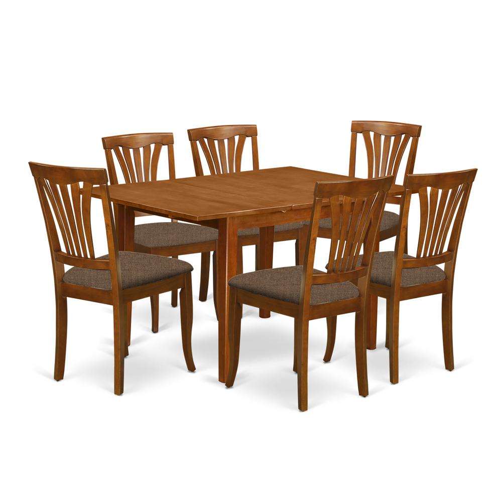 MLAV7-SBR-C 7 Pc dinette set for small spaces-Small Kitchen Table and 6 Kitchen Chairs. Picture 1