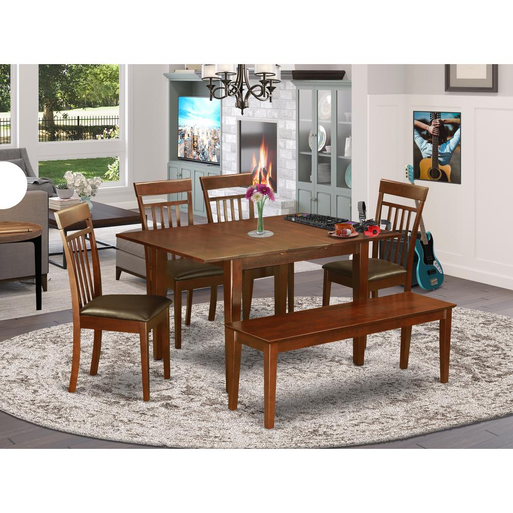 6  Pc  dinette  set  for  small  spaces-Kitchen  Table  and  4  Dining  Chairs  and  Bench. Picture 1