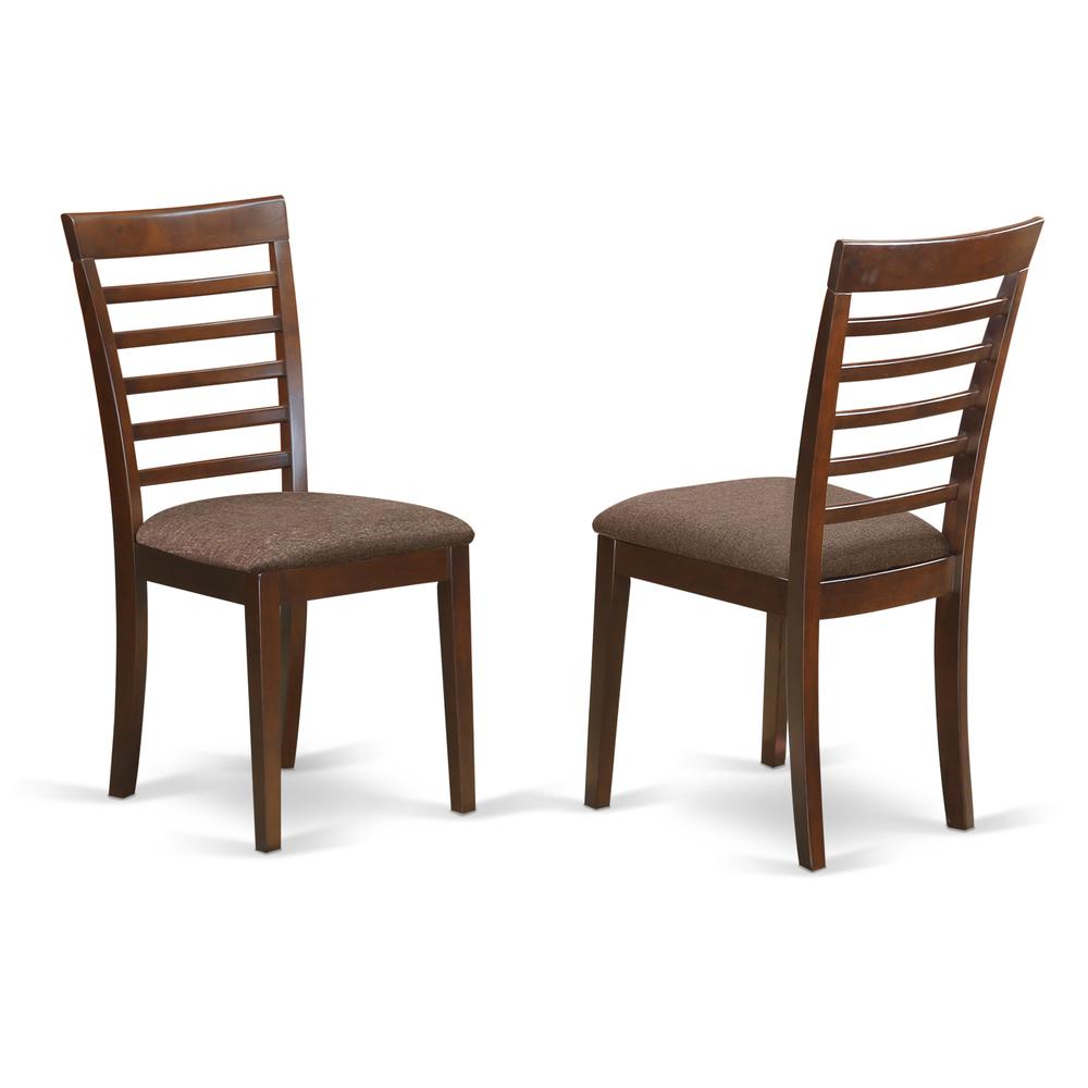 Milan  Kitchen  Chair  with  Microfiber  Upholstery  Seat  -  Mahogany  Finish,  Set  of  2. Picture 1