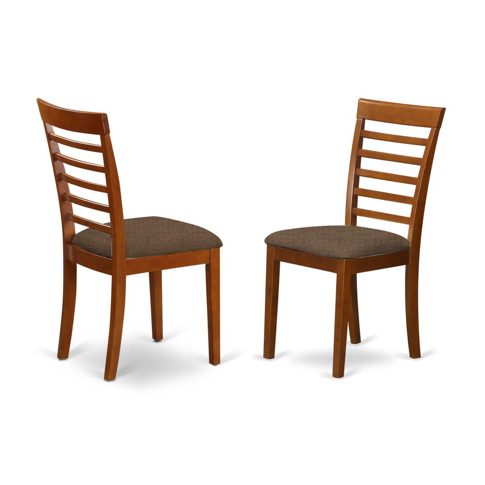 Milan  dining  chair  with  Cushion  Seat  -  Saddle  Brown  Finish,  Set  of  2. Picture 1