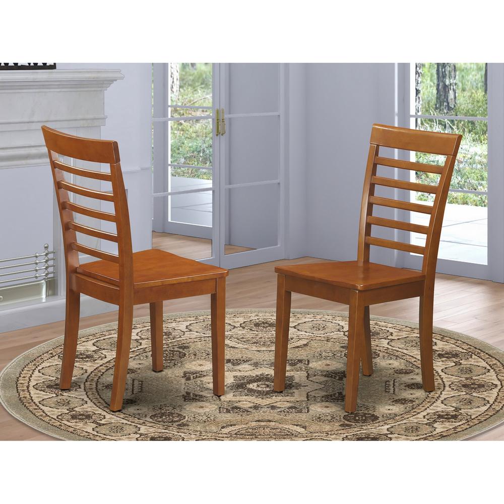 Milan  kitchen  chair  with  Wood  Seat  -  Saddle  Brown  Finish,  Set  of  2. Picture 1