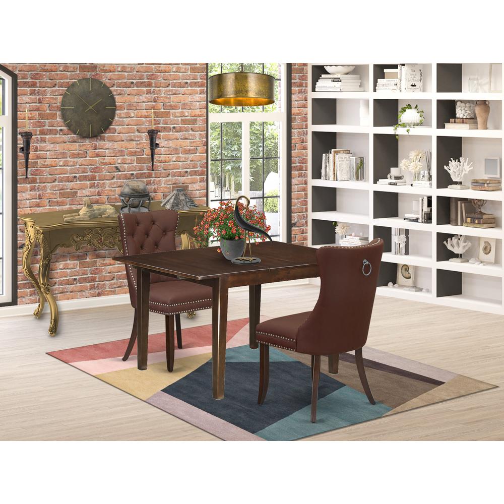 3 Piece Kitchen Set Consists of a Rectangle Dining Table with Butterfly Leaf. Picture 1