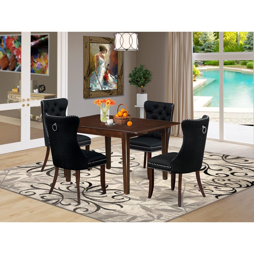 5 Piece Dinette Set Consists of a Rectangle Dining Table with Butterfly Leaf. Picture 1