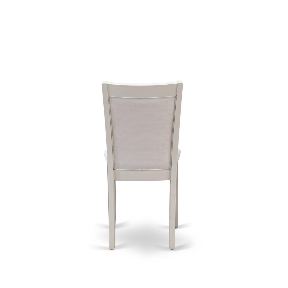 MZC0T01 Dining Chair Set of 2 - Cream Linen Fabric Seat and High Chair Back - Wire Brushed Linen White Finish (SET OF 2). Picture 7