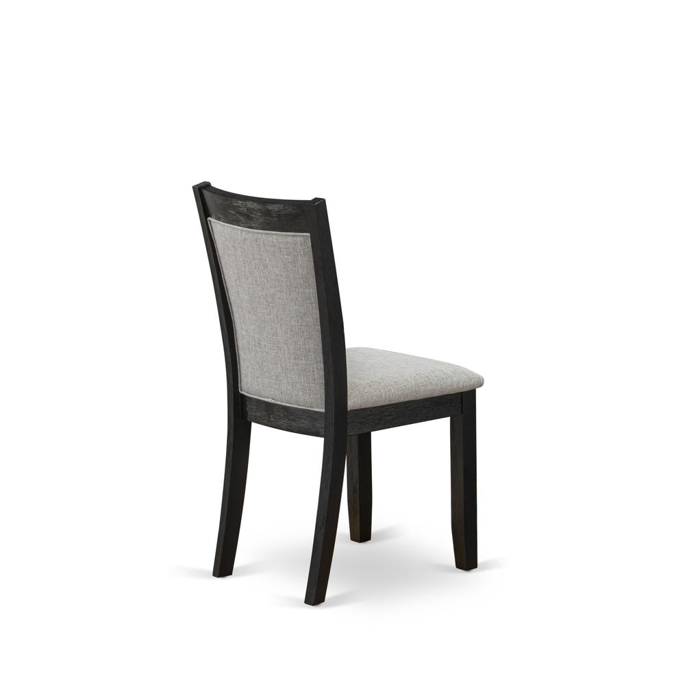 MZC6T06 Mid Century Dining Chairs - Shitake Linen Fabric Seat and High Chair Back - Wire Brushed Black Finish (SET OF 2). Picture 6