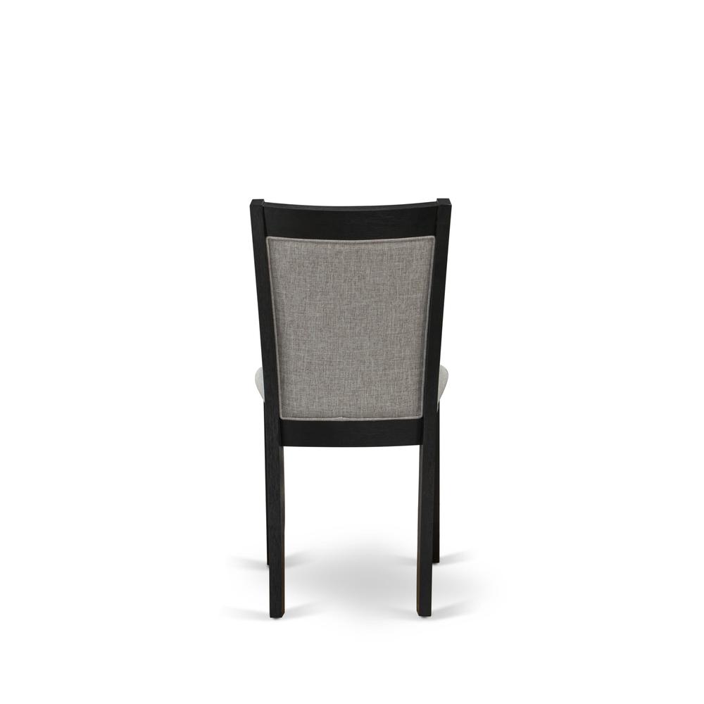 MZC6T06 Mid Century Dining Chairs - Shitake Linen Fabric Seat and High Chair Back - Wire Brushed Black Finish (SET OF 2). Picture 7