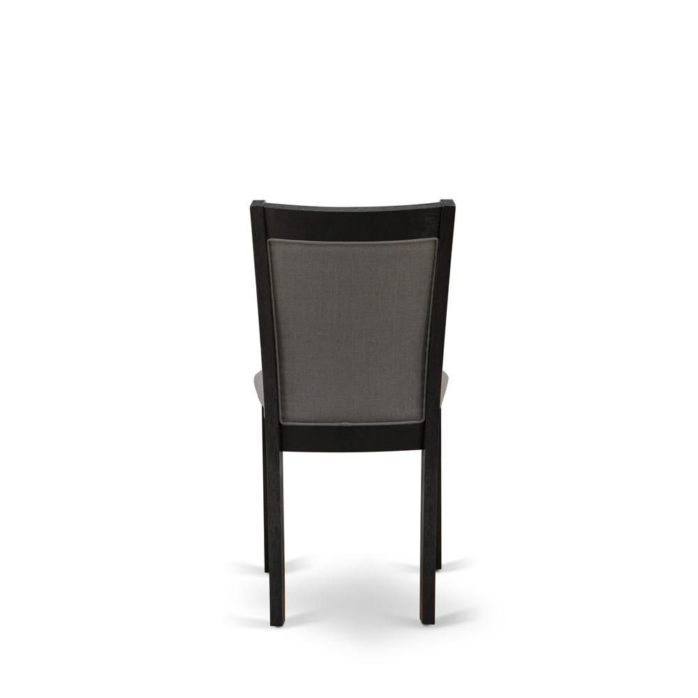 MZC6T50 Modern Dining Chairs - Dark Gotham Grey Linen Fabric Seat and High Chair Back - Wire Brushed Black Finish (SET OF 2). Picture 7