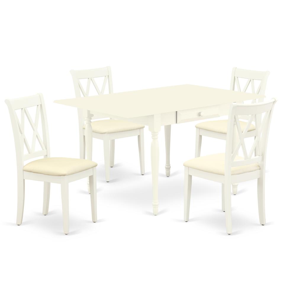 Dining Room Set Linen White, MZCL5-LWH-C. Picture 1