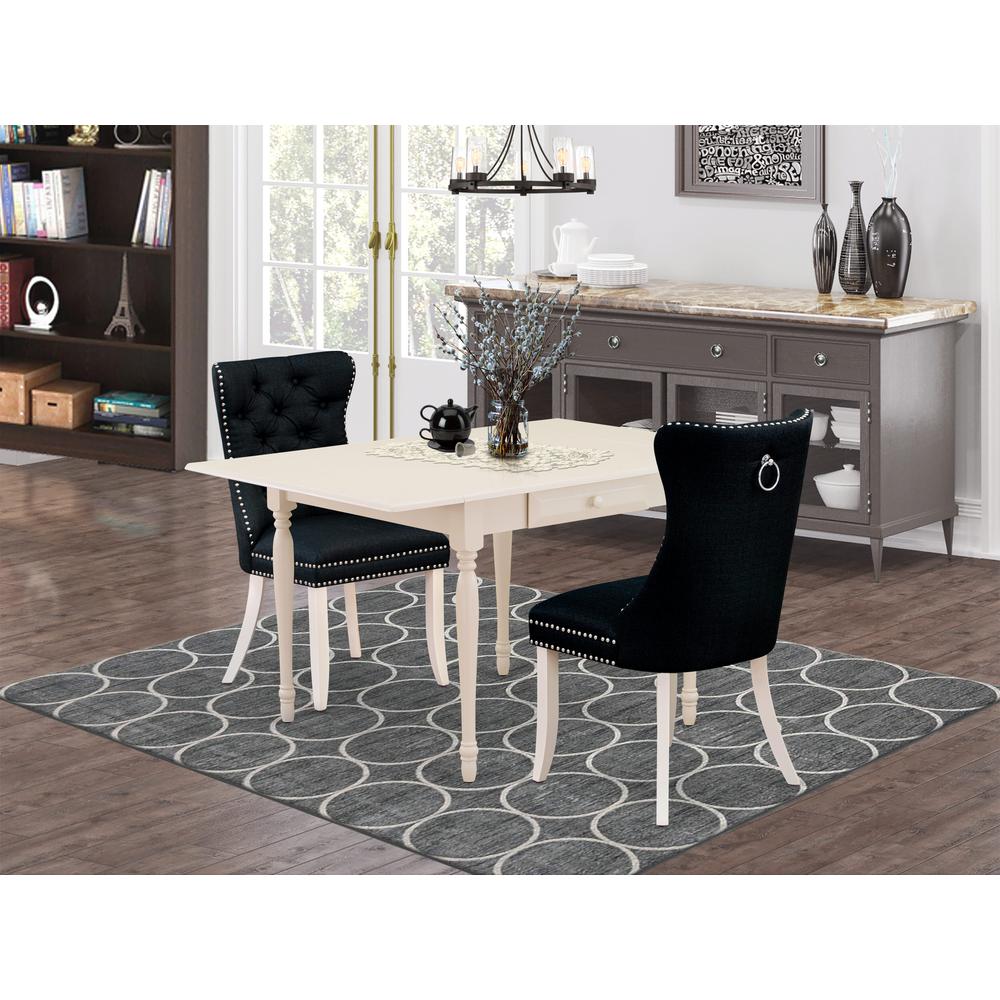 3 Piece Kitchen Table Set Consists of a Rectangle Dining Table with Dropleaf. Picture 1