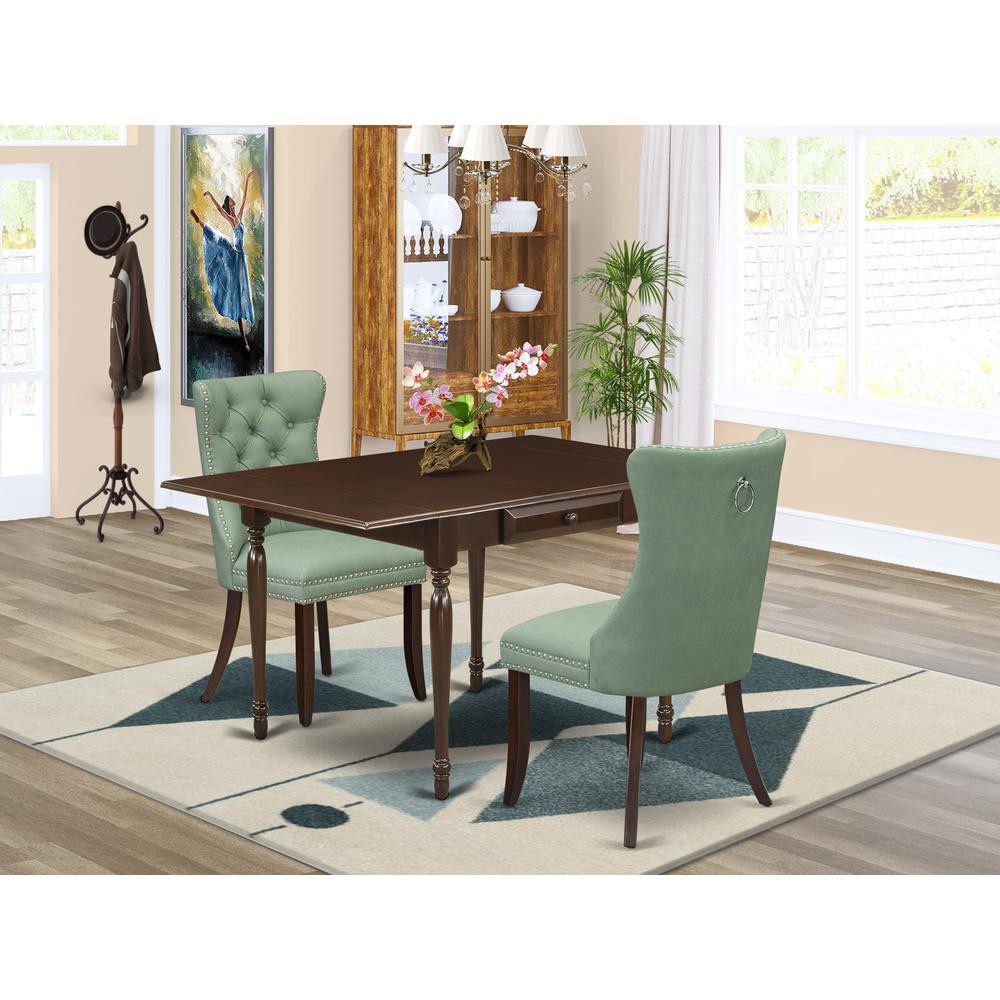 3 Piece Modern Dining Table Set Contains a Rectangle Kitchen Table. Picture 1