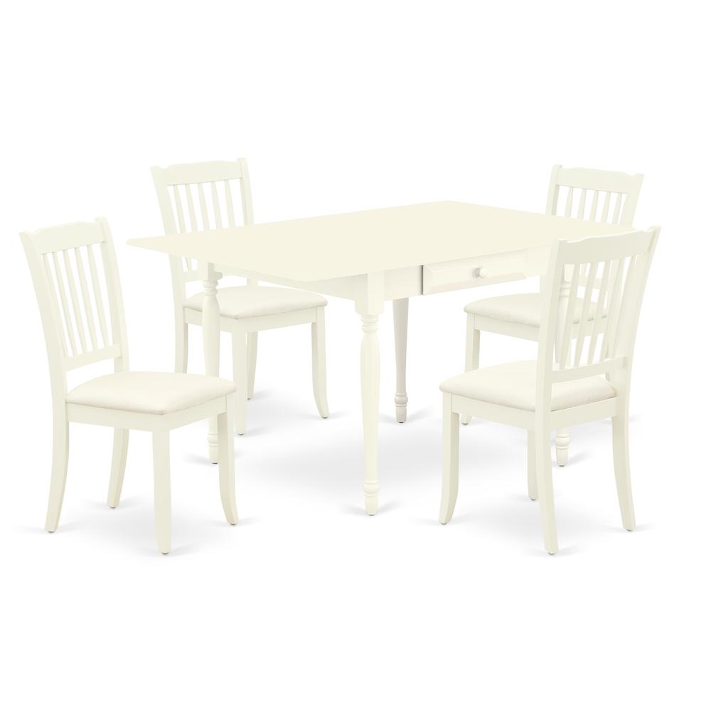 Dining Room Set Linen White, MZDA5-LWH-C. Picture 1