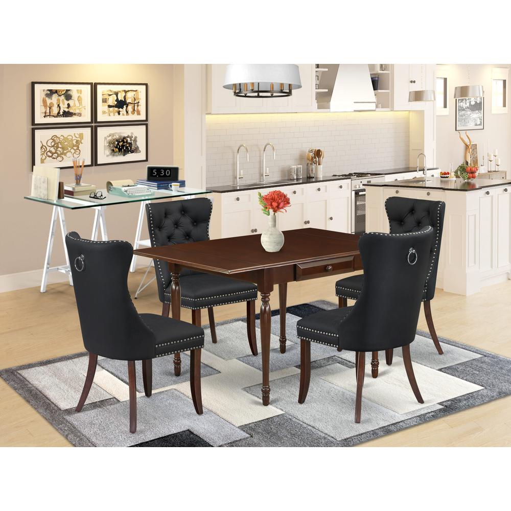 5 Piece Dining Set Consists of a Rectangle Kitchen Table with Dropleaf. Picture 1